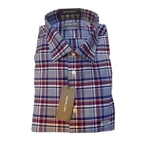 Michael Kors Airsoft Stretch Regular Fit Plaid Dress Shirt XL 17.5 34-35